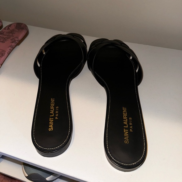 Saint Laurent Tribute Leather Mules Slides Sandals EU 40.5 - Picture 11 of 12